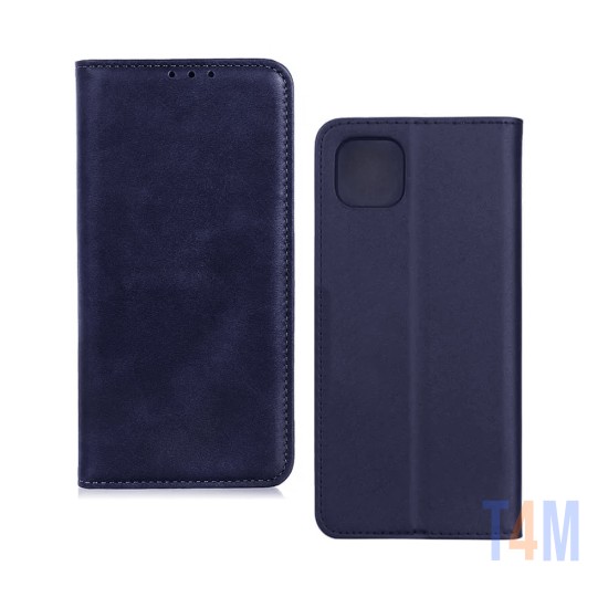 Capa de Couro com Bolso Interno para Samsung Galaxy A22 5G Azul